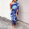 Vestido com Ombro Dividido Estampado