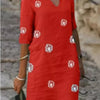 Vestido Feminino de Linho com Gola V Joyce