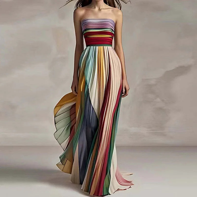 Vestido Longo com Retalhos Coloridos