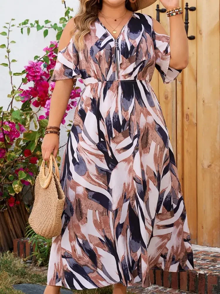 Vestido Estampado com Gola V Odalyssa