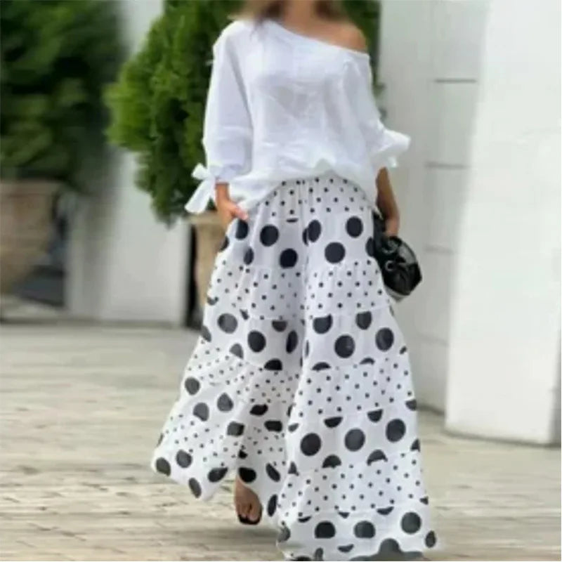 Conjunto Feminino com Saia Longa Estampada Ioneide