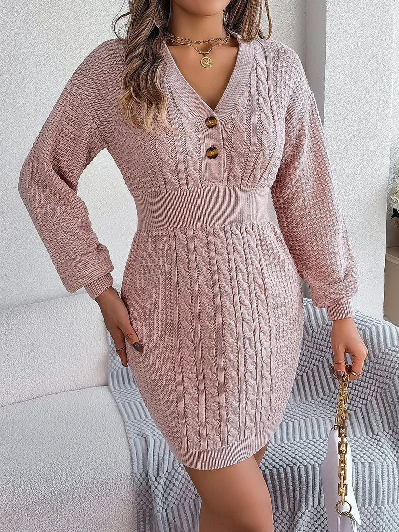 Vestido de Malha com Manga Longa