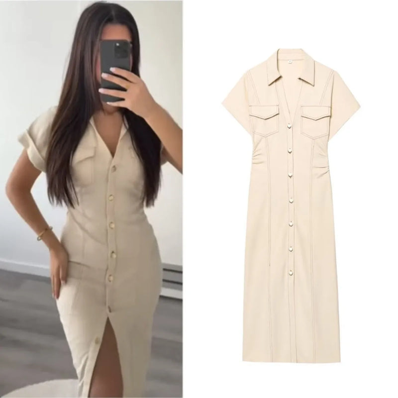Vestido Chemise Midi Aurélienne