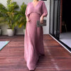 Vestido Longo Plissado de Cintura Alta