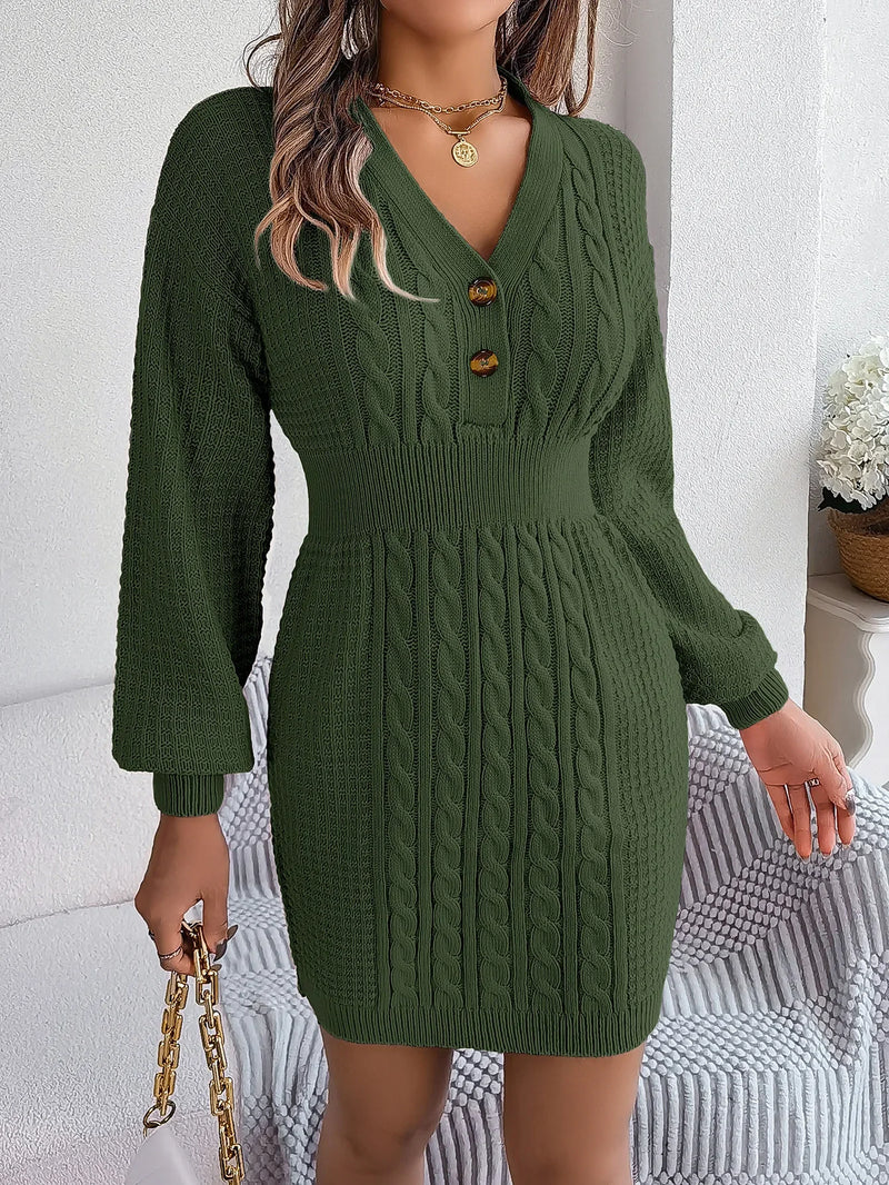 Vestido de Malha com Manga Longa