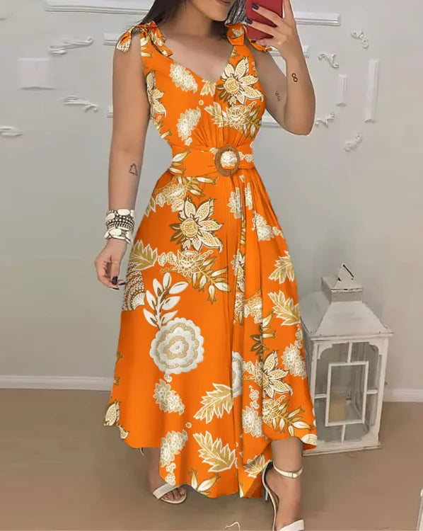 Vestido Estampado com Cinto Lorienne