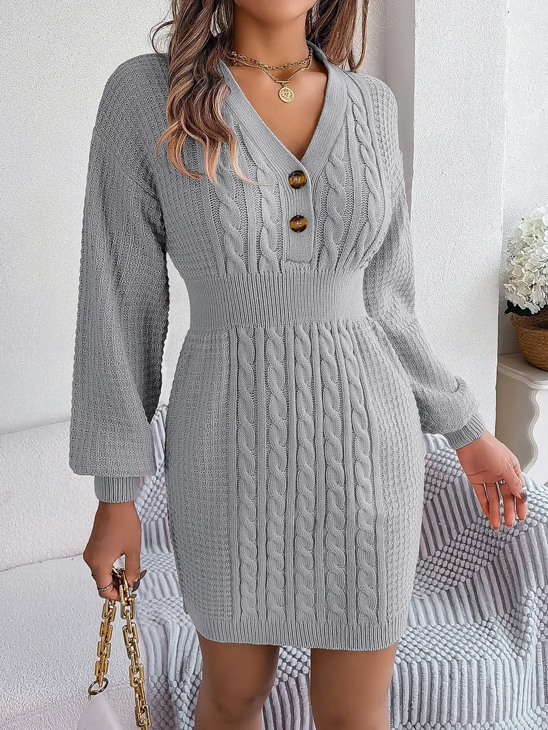 Vestido de Malha com Manga Longa