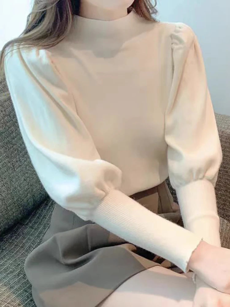 Suéter Feminino com Manga Puff