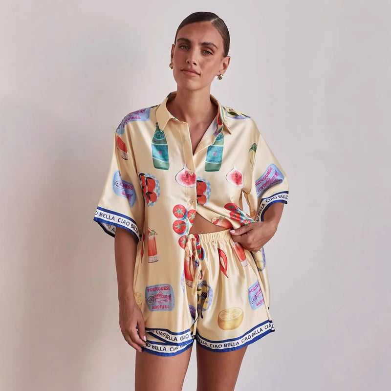 Conjunto Feminino Curto de Cetim