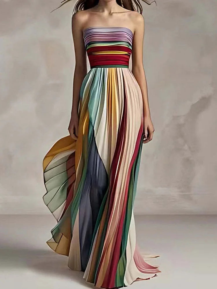 Vestido Longo com Retalhos Coloridos