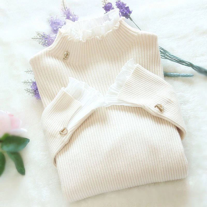 Suéter Feminino com Detalhes em Renda