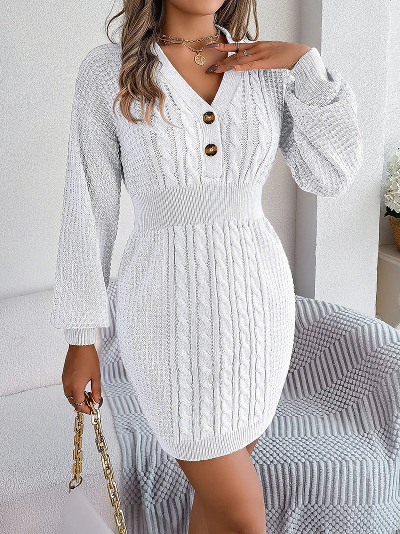 Vestido de Malha com Manga Longa
