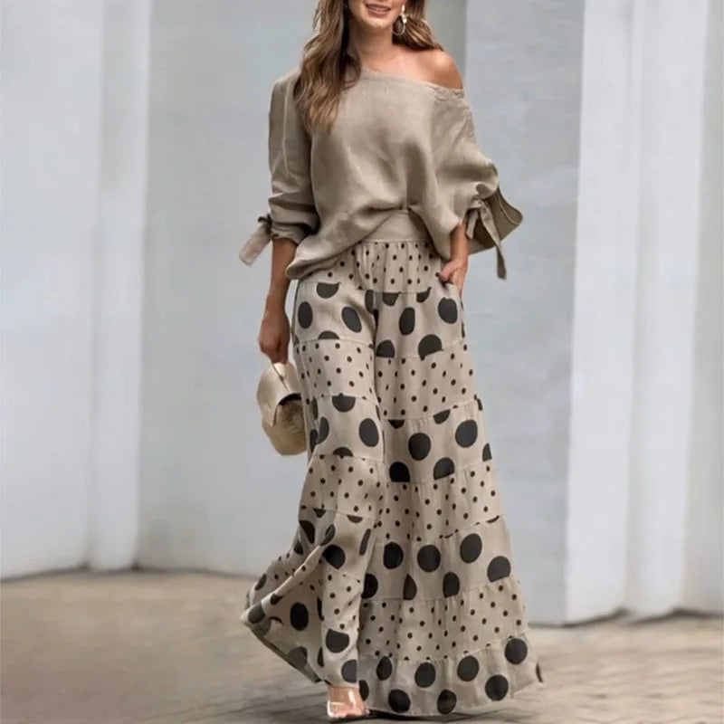 Conjunto Feminino com Saia Longa Estampada Ioneide