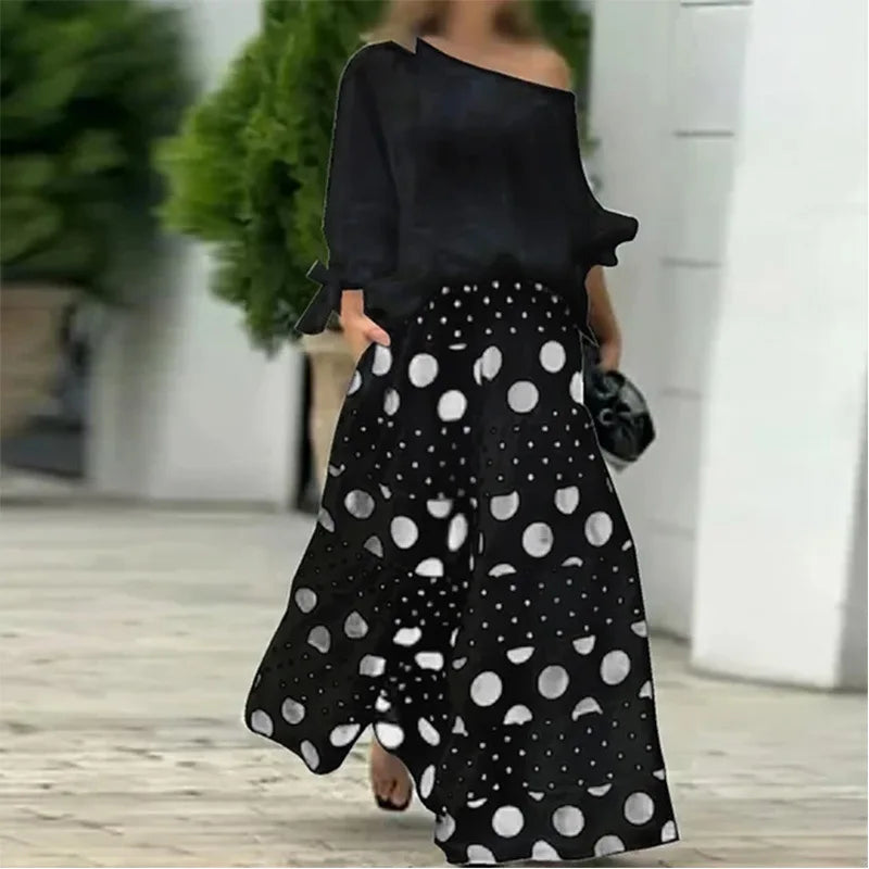 Conjunto Feminino com Saia Longa Estampada Ioneide