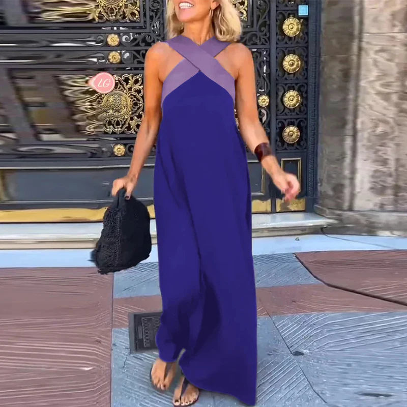 Vestido Longo Feminino Elegante com Alças Cruzadas