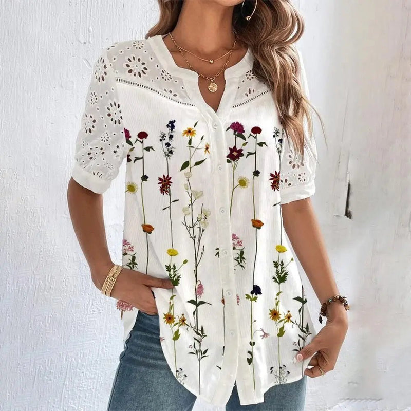 Camisa de Renda Feminina Floral - Vennanci