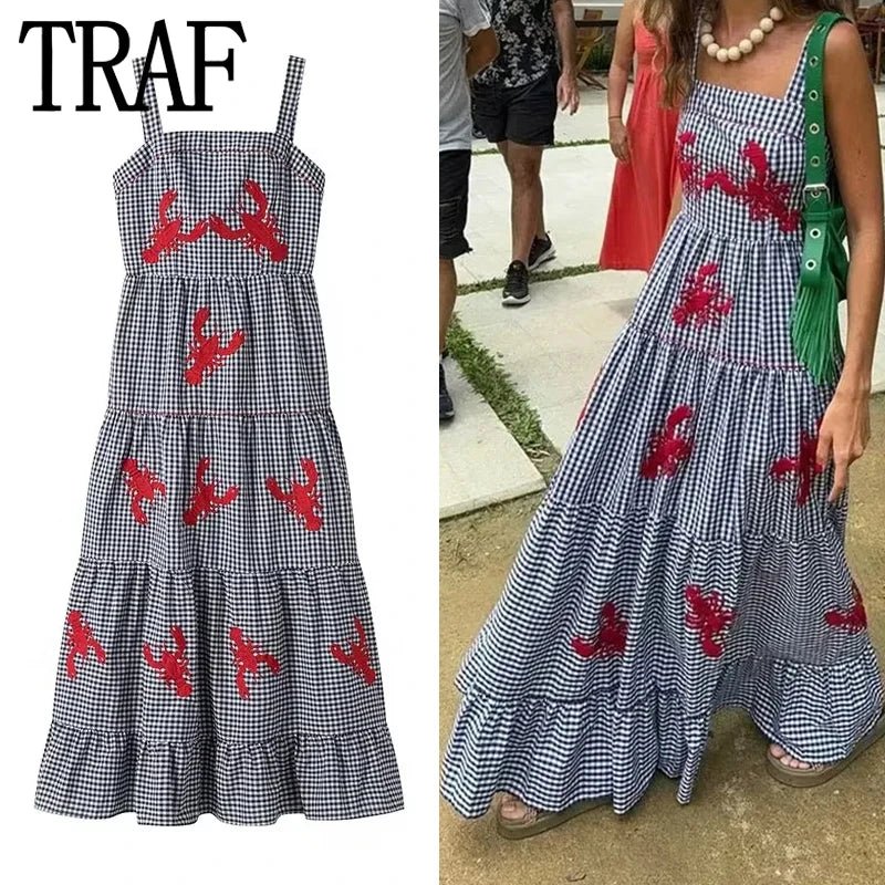 Vestido Feminino Estampado em Xadrez - Vennanci