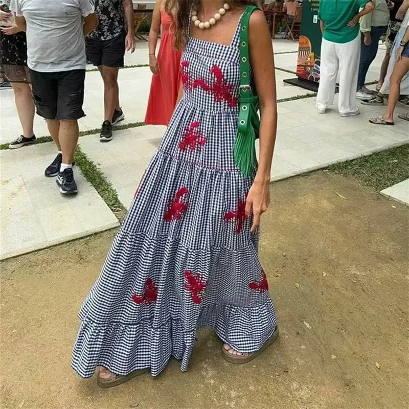 Vestido Feminino Estampado em Xadrez - Vennanci