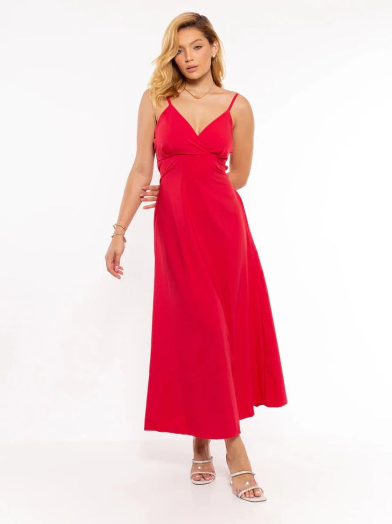 Vestido Feminino Longo Franzido com Laço - Vennanci