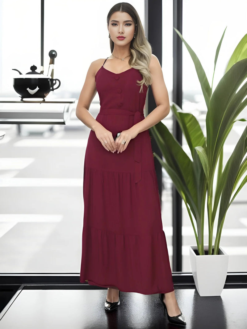 Vestido Longo Feminino com Alças - Vennanci