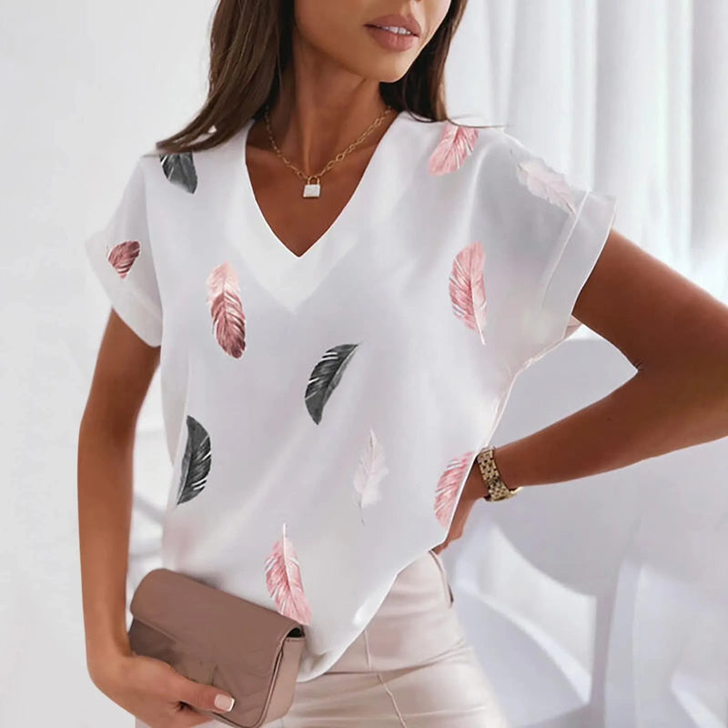 Blusa Feminina Manga Curta Estampada - Vennanci