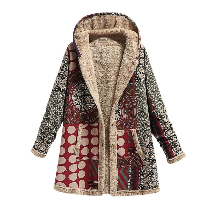 Casaco De Inverno Feminino Vintage com Capuz