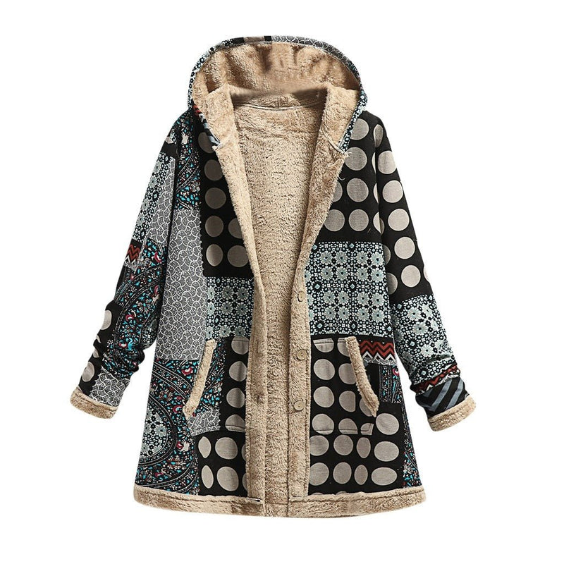Casaco De Inverno Feminino Vintage com Capuz